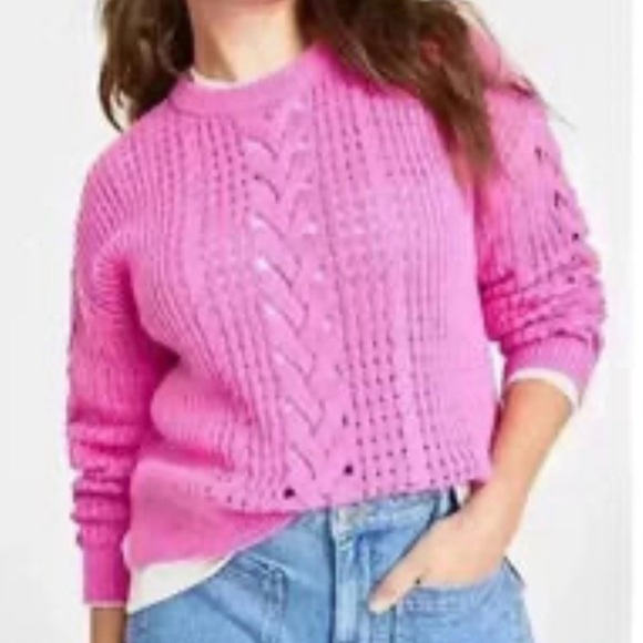 ON 34th Pink Cable Knit Women's Sweater - Picture 1 of 3